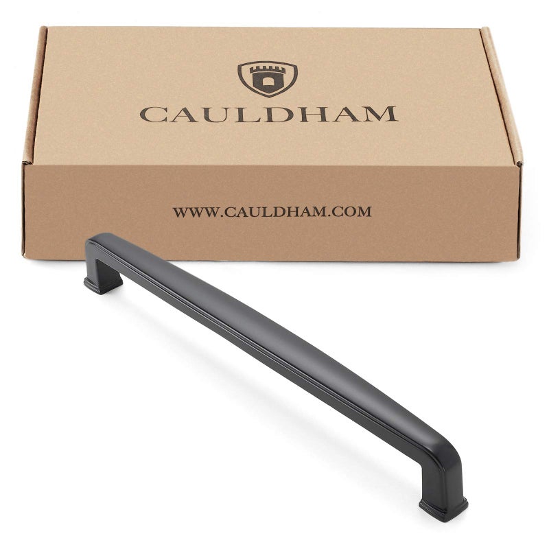 CAULDHAM 10 Pack Solid Kitchen Cabinet Handles (7-1/2" Hole Centers) - Drawer/Door Hardware - Style T765 - Matte Black - Image 4